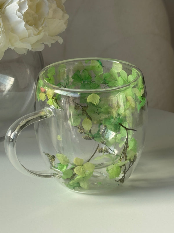 مج شفاف دبل جلاس باللون الاخضر 🍀