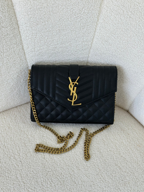 حقيبة ysl فلاب هاردوير ذهبي قاعدة 23سم