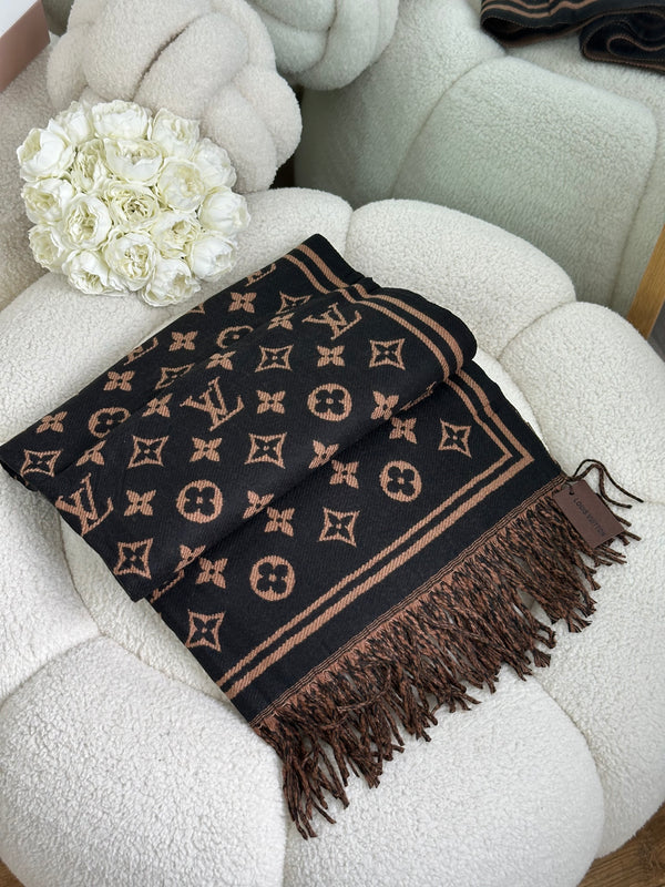 سكارف LV وجهين اسود وبني🤎