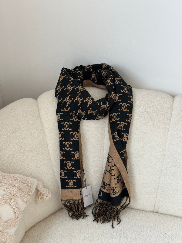 سكارف سيلين وجهين اسود وبيج 🖤