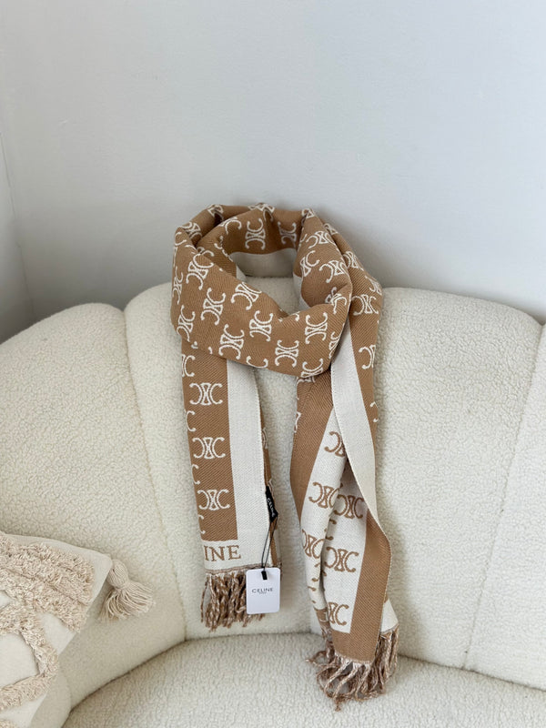 سكارف سيلين وجهين بيج وابيض