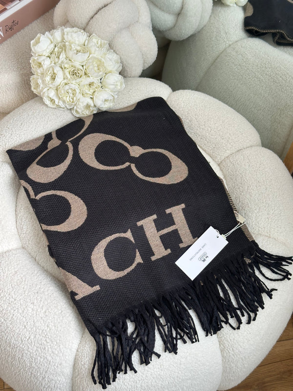 سكارف كوتش  وجهين اسود وسكني🩶