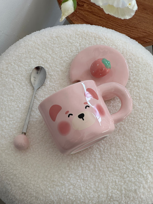 مج دب الفراولة باللون الزهري💗